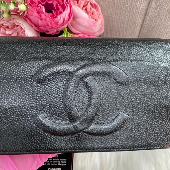 ❌SOLD ON E🅱️🅰️Y❌🌼 Chanel Caviar CC Timeless BLACK WOC With Card &dust bag SHW - Picture 7 of 17